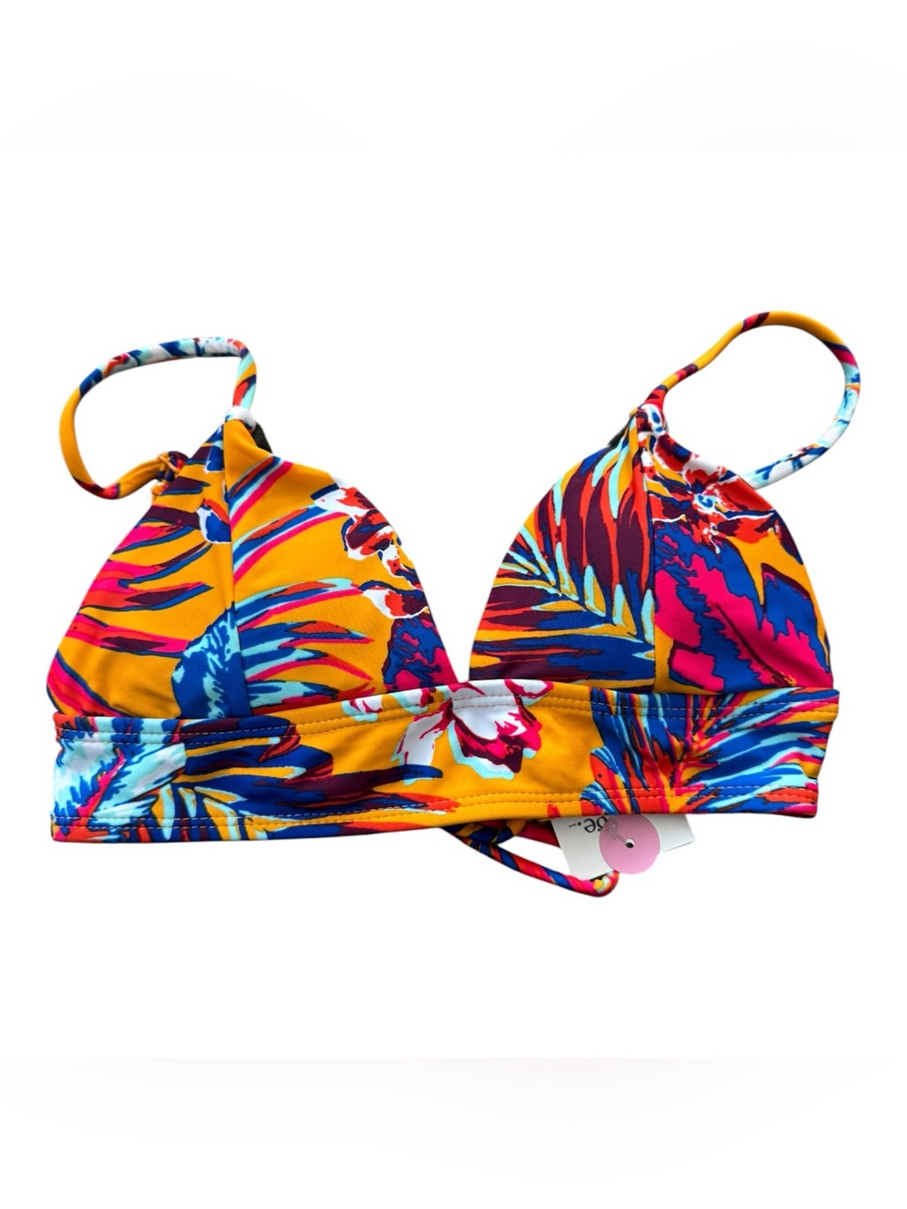 George NWT Juniors Tropical Print‎ Halter Bikini Top Lace-Up Back Size XS